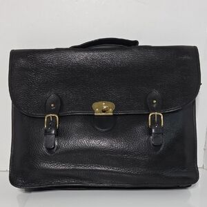 Vintage Chesneau Black Top Grain Leather Men's Briefcase